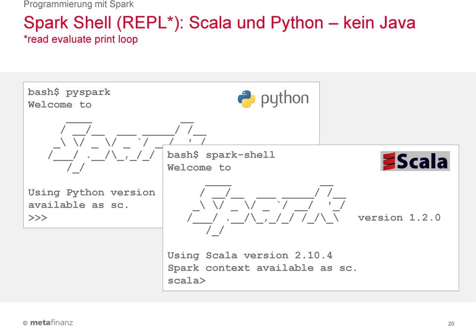 0 /_/ Welcome to Using Python version 2.6.6 / SparkContext / / / available as sc.