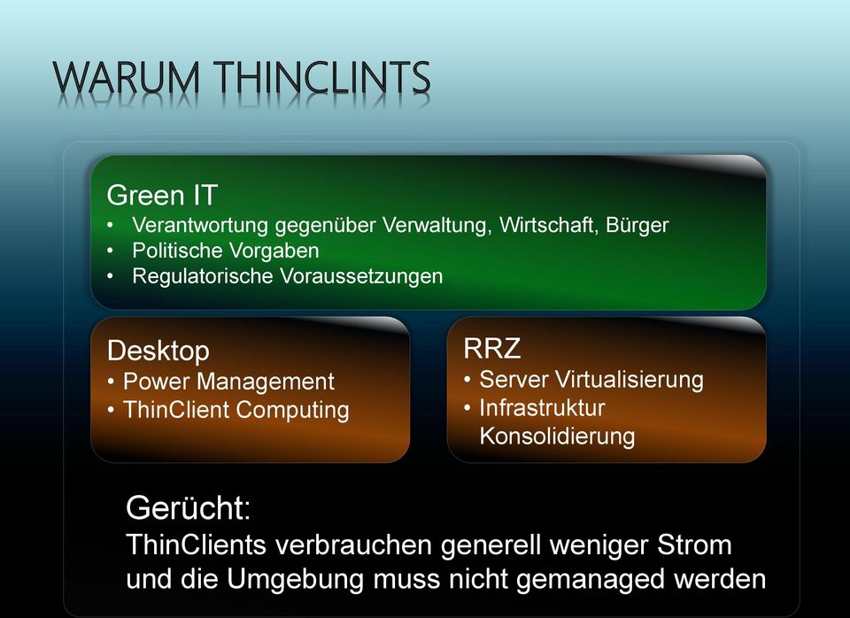 ThinClient Computing RRZ Server Virtualisierung Infrastruktur Konsolidierung