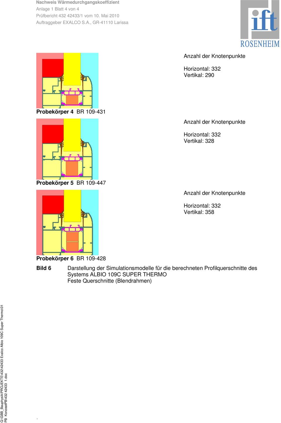109-428 Bild 6 Darstellung der Simulationsmodelle für die berechneten Profilquerschnitte des Systems ALBIO 109C SUPER THERMO