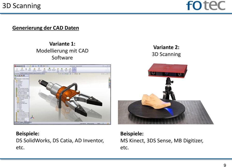Scanning Beispiele: DS SolidWorks, DS Catia, AD