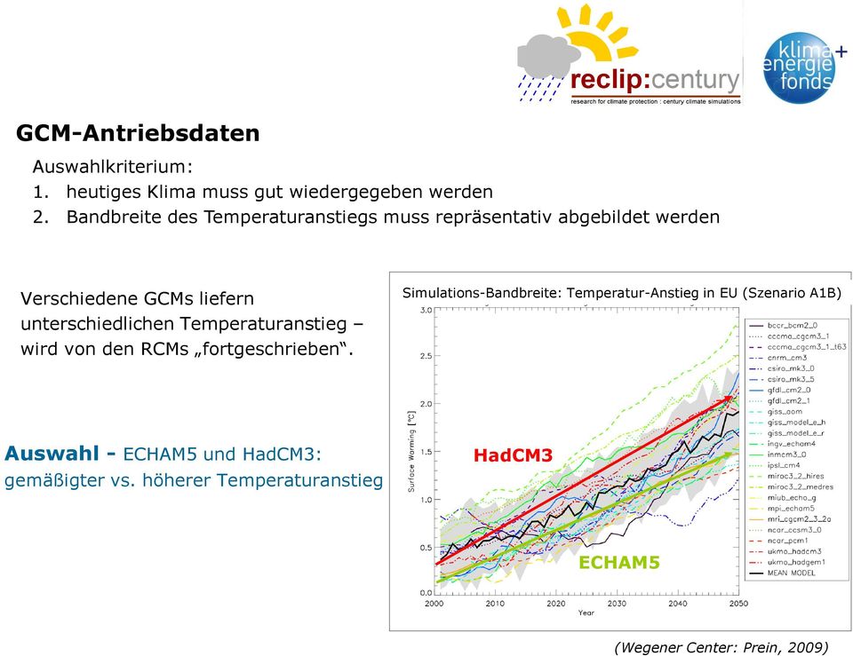unterschiedlichen Temperaturanstieg wird von den RCMs fortgeschrieben.