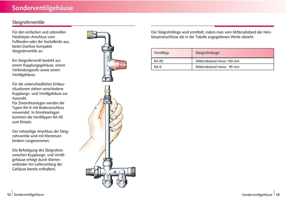 Ventiltyp Steigrohrlänge Ein Steigrohrventil besteht aus einem Kupplungsgehäuse, einem Verbindungsrohr sowie einem Ventilgehäuse.
