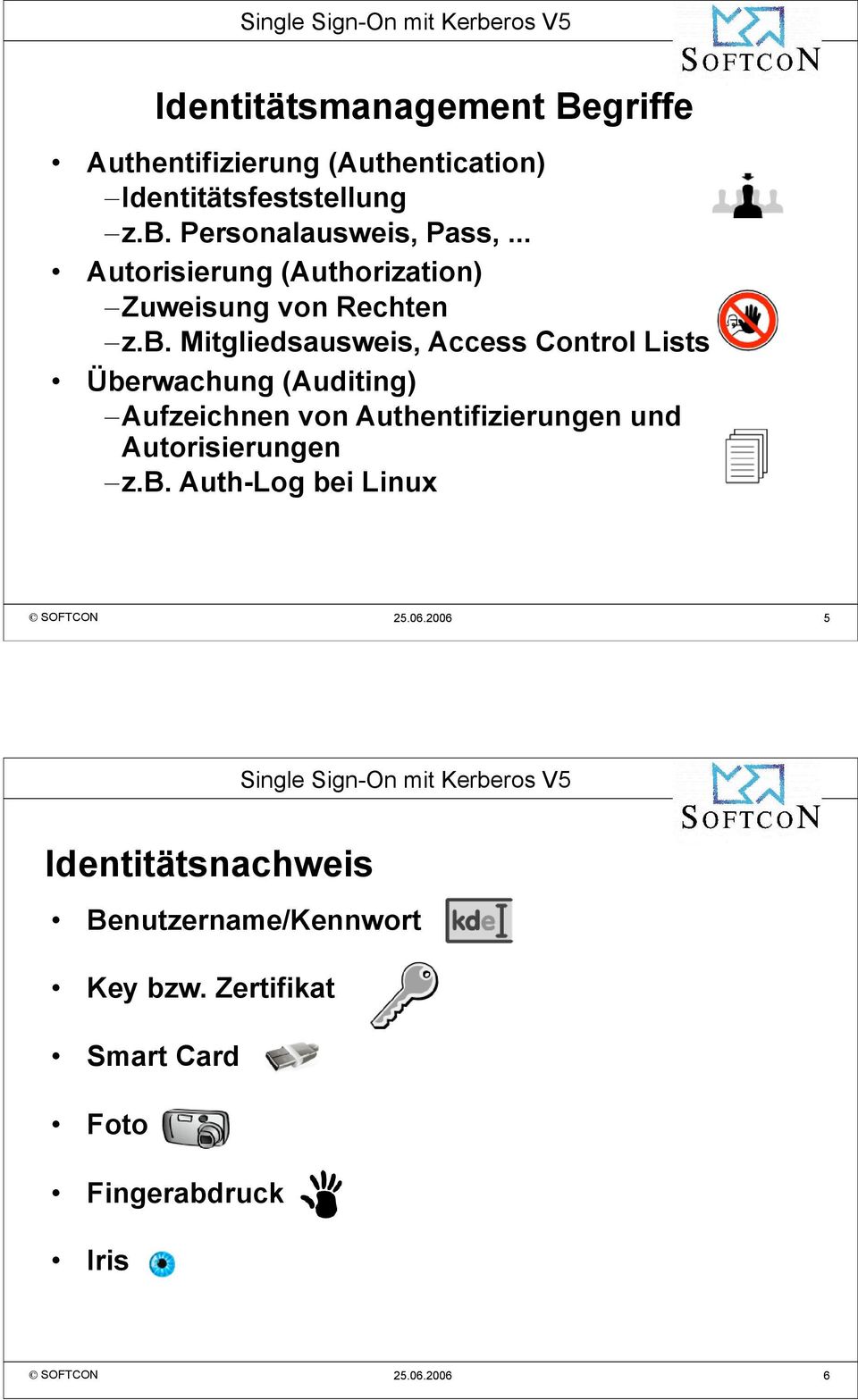 Mitgliedsausweis, Access Control Lists Überwachung (Auditing) Aufzeichnen von Authentifizierungen und