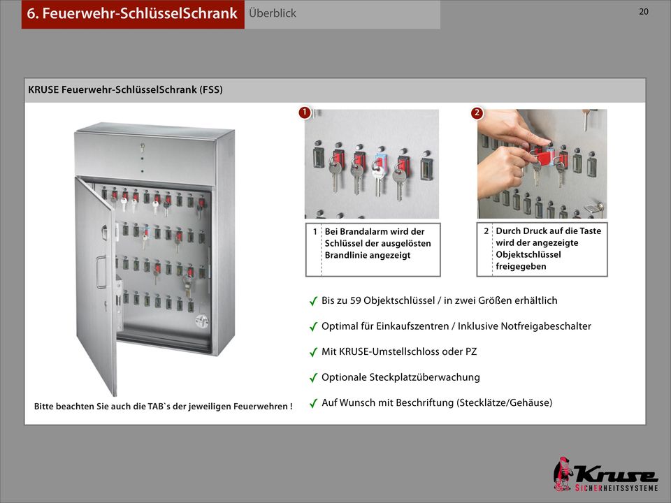 Objektschlüssel / in zwei Größen erhältlich Optimal für Einkaufszentren / Inklusive Notfreigabeschalter Mit KRUSE-Umstellschloss