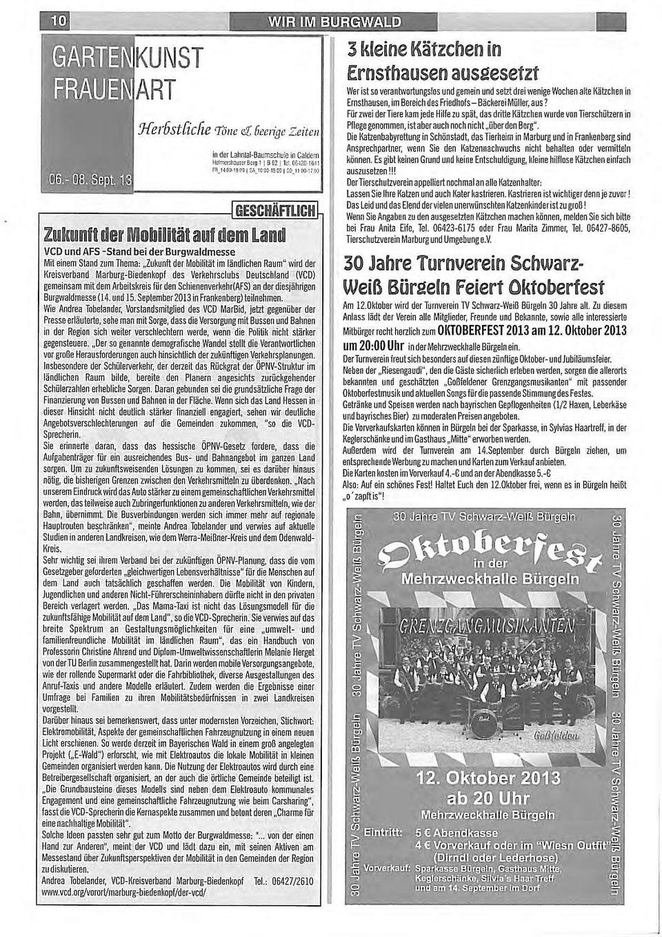Marburg-Biedenkopf des Verkehrsclubs Deutschland (VCD) gemeinsam mit dem Arbeitskreis für den Schienenverkehr(AFS) an der diesjährigen Burgwaldmesse (14. und 15.