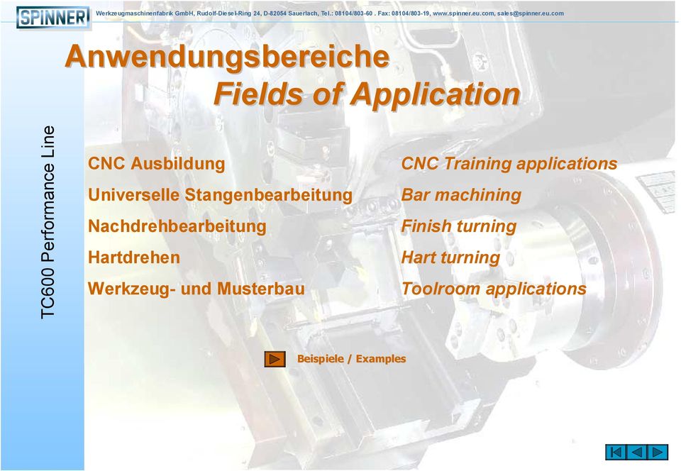 Werkzeug- und Musterbau CNC Training applications Bar