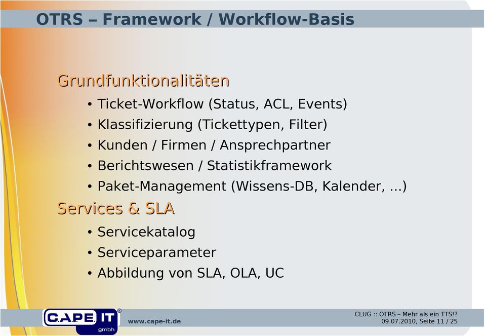 Berichtswesen / Statistikframework Paket-Management (Wissens-DB, Kalender,.