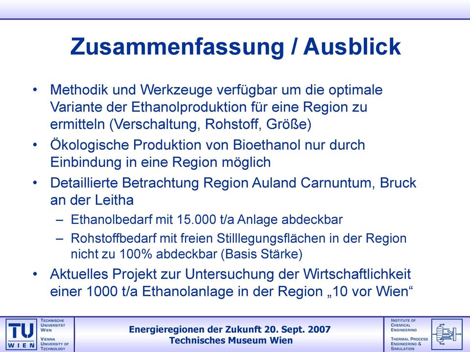 Region Auland Carnuntum, Bruck an der Leitha Ethanolbedarf mit 15.