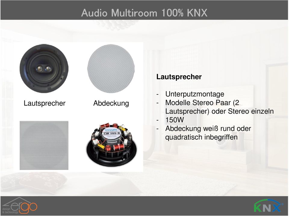 Modelle Stereo Paar (2 Lautsprecher) oder Stereo