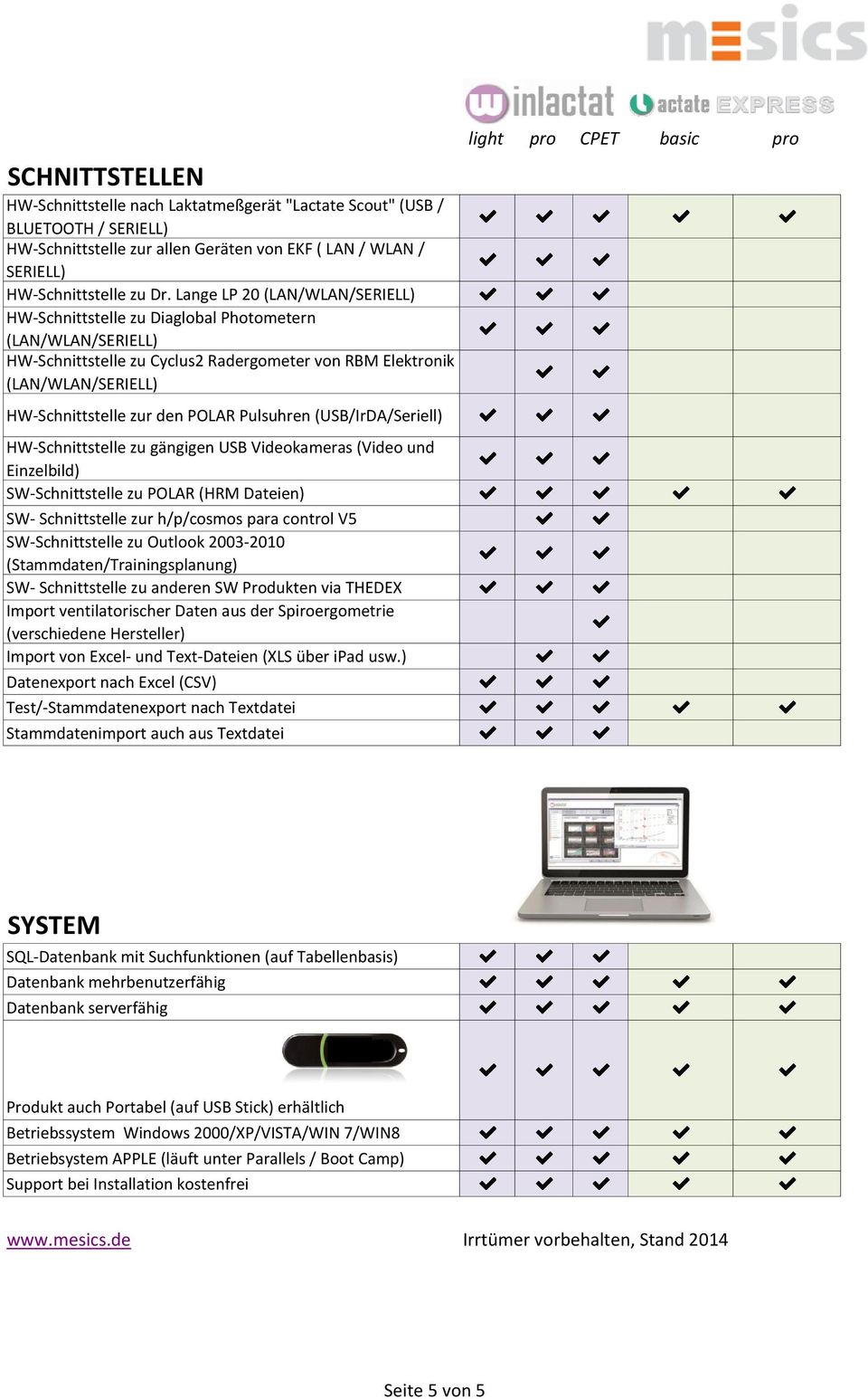 POLAR Pulsuhren (USB/IrDA/Seriell) HW-Schnittstelle zu gängigen USB Videokameras (Video und Einzelbild) SW-Schnittstelle zu POLAR (HRM Dateien) SW- Schnittstelle zur h/p/cosmos para control V5