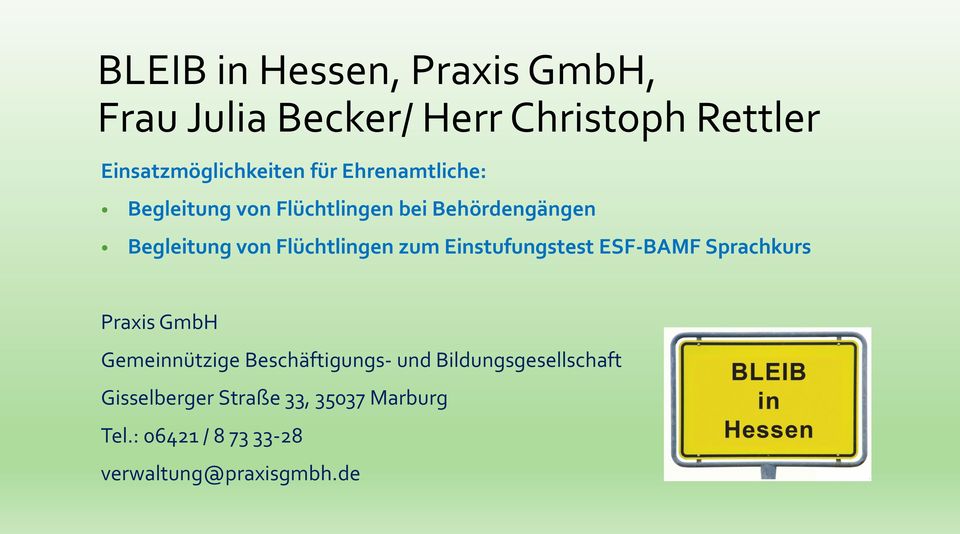 zum Einstufungstest ESF-BAMF Sprachkurs Praxis GmbH Gemeinnützige Beschäftigungs- und