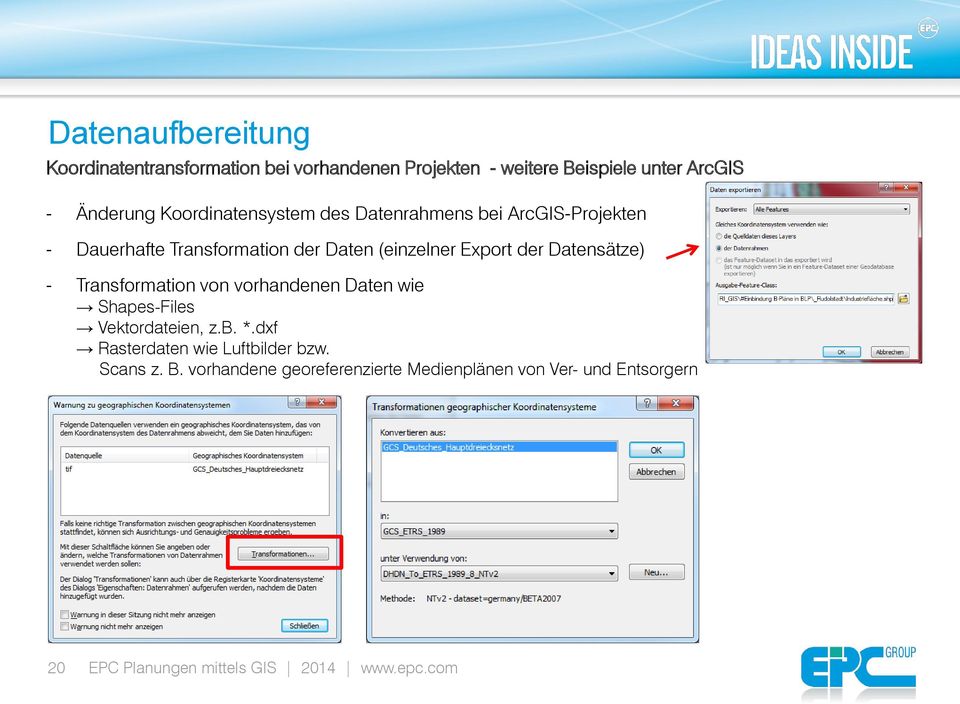 Datensätze) - Transformation von vorhandenen Daten wie Shapes-Files Vektordateien, z.b. *.