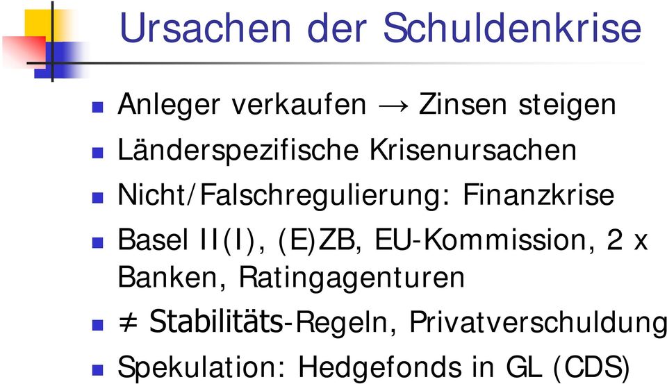 Finanzkrise Basel II(I), (E)ZB, EU-Kommission, 2 x Banken,