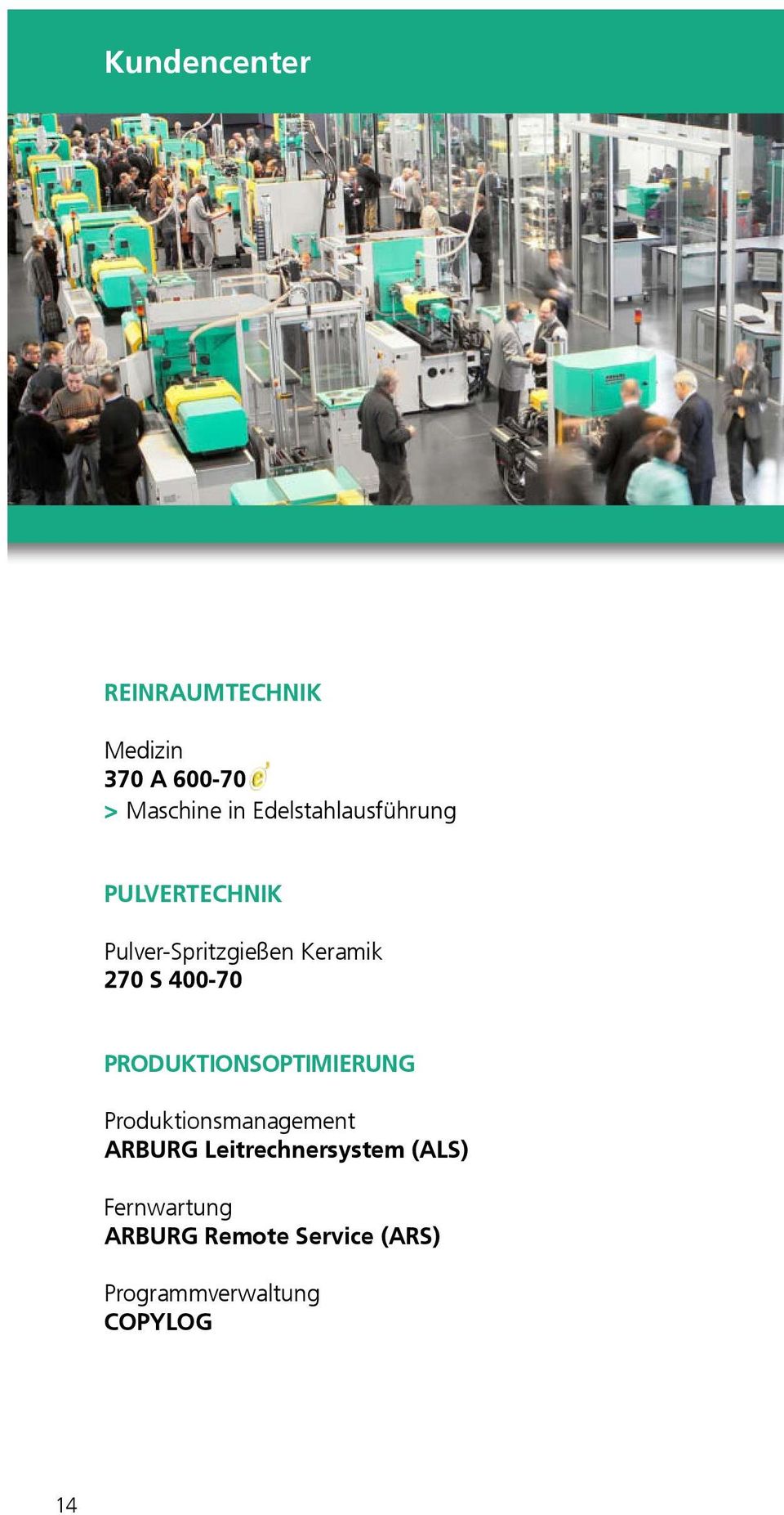 400-70 PRODUKTIONSOPTIMIERUNG Produktionsmanagement ARBURG