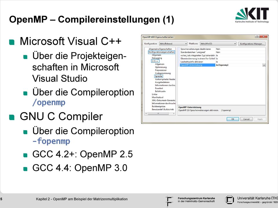 die Compileroption /openmp GNU C Compiler Über die