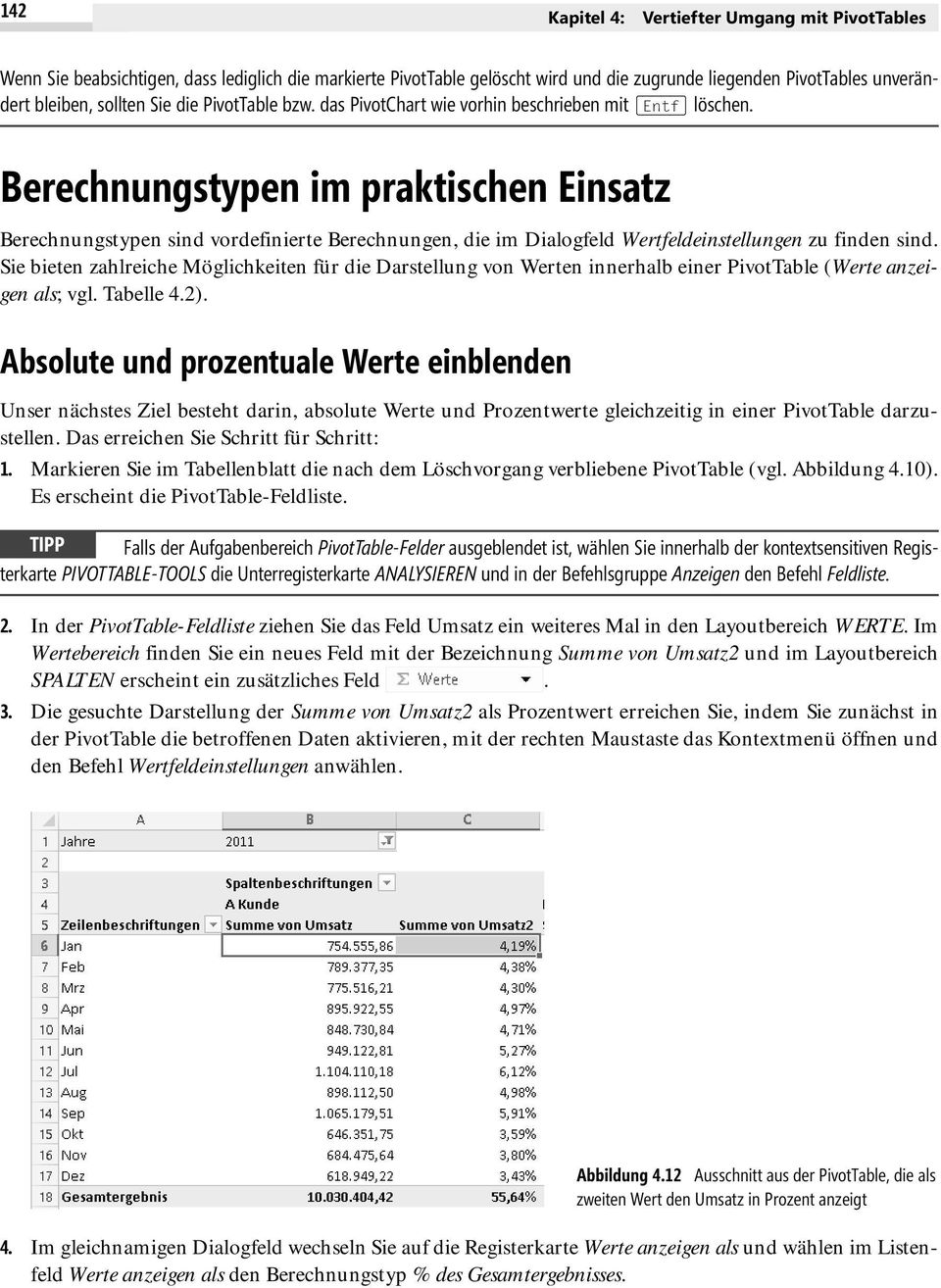 Berechnungstypen im praktischen Einsatz Berechnungstypen sind vordefinierte Berechnungen, die im Dialogfeld Wertfeldeinstellungen zu finden sind.