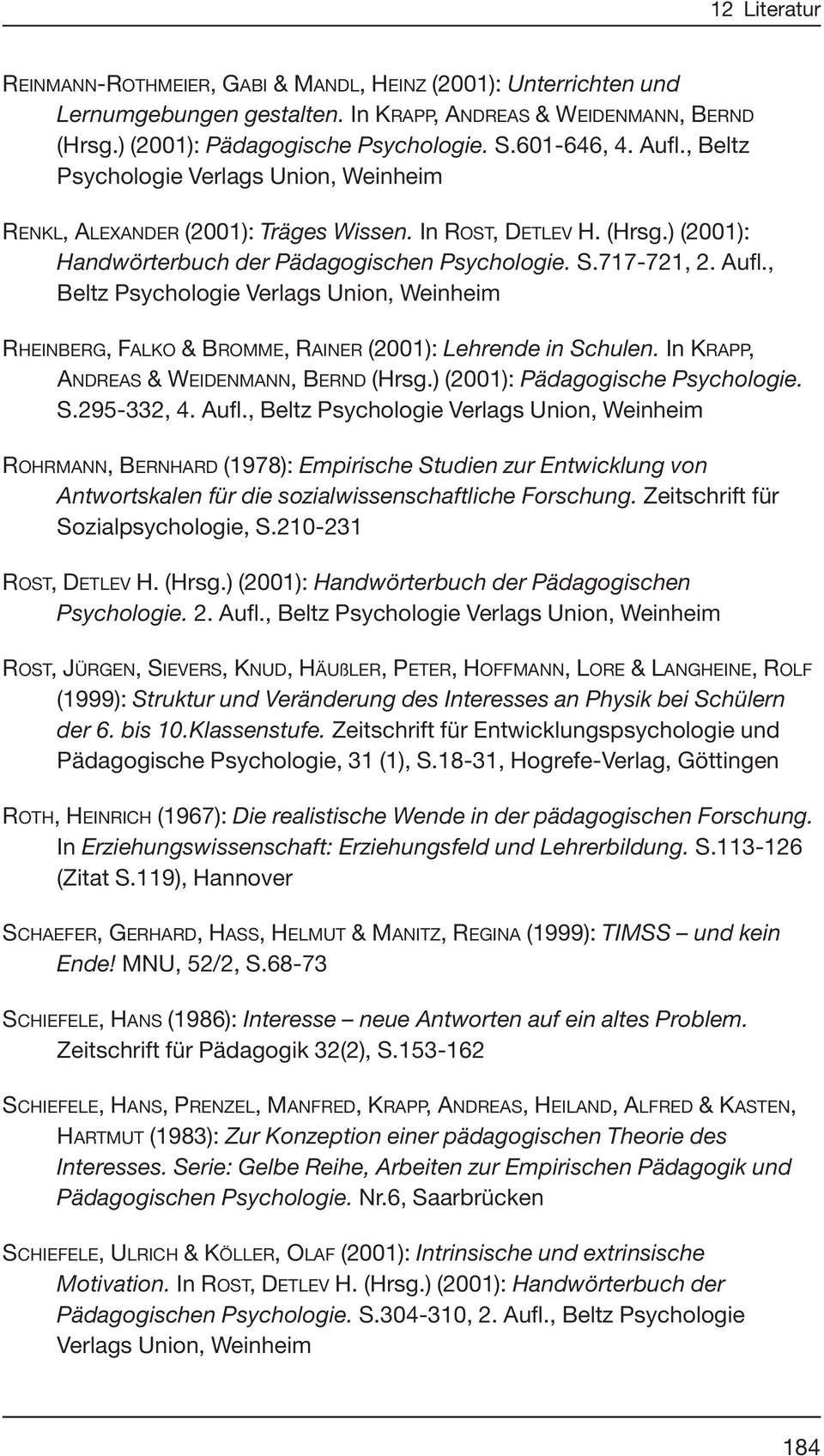 Beltz Psychologie Verlags Union Weinheim RHEINBERG FALKO & BROMME RAINER 2001