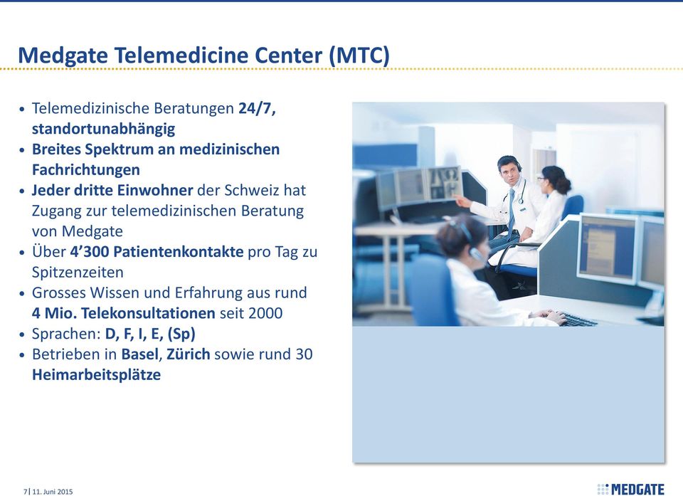 Medgate Über 4 300 Patientenkontakte pro Tag zu Spitzenzeiten Grosses Wissen und Erfahrung aus rund 4 Mio.