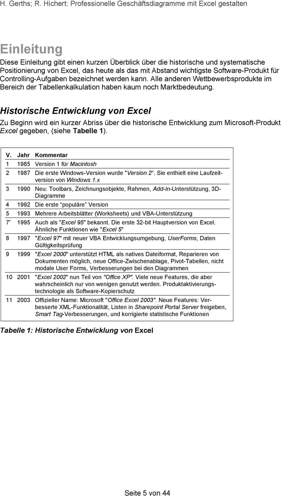 Historische Entwicklung von Excel Zu Beginn wird ein kurzer Abriss über die historische Entwicklung zum Microsoft-Produkt Excel gegeben, (siehe Tabelle 1). V.