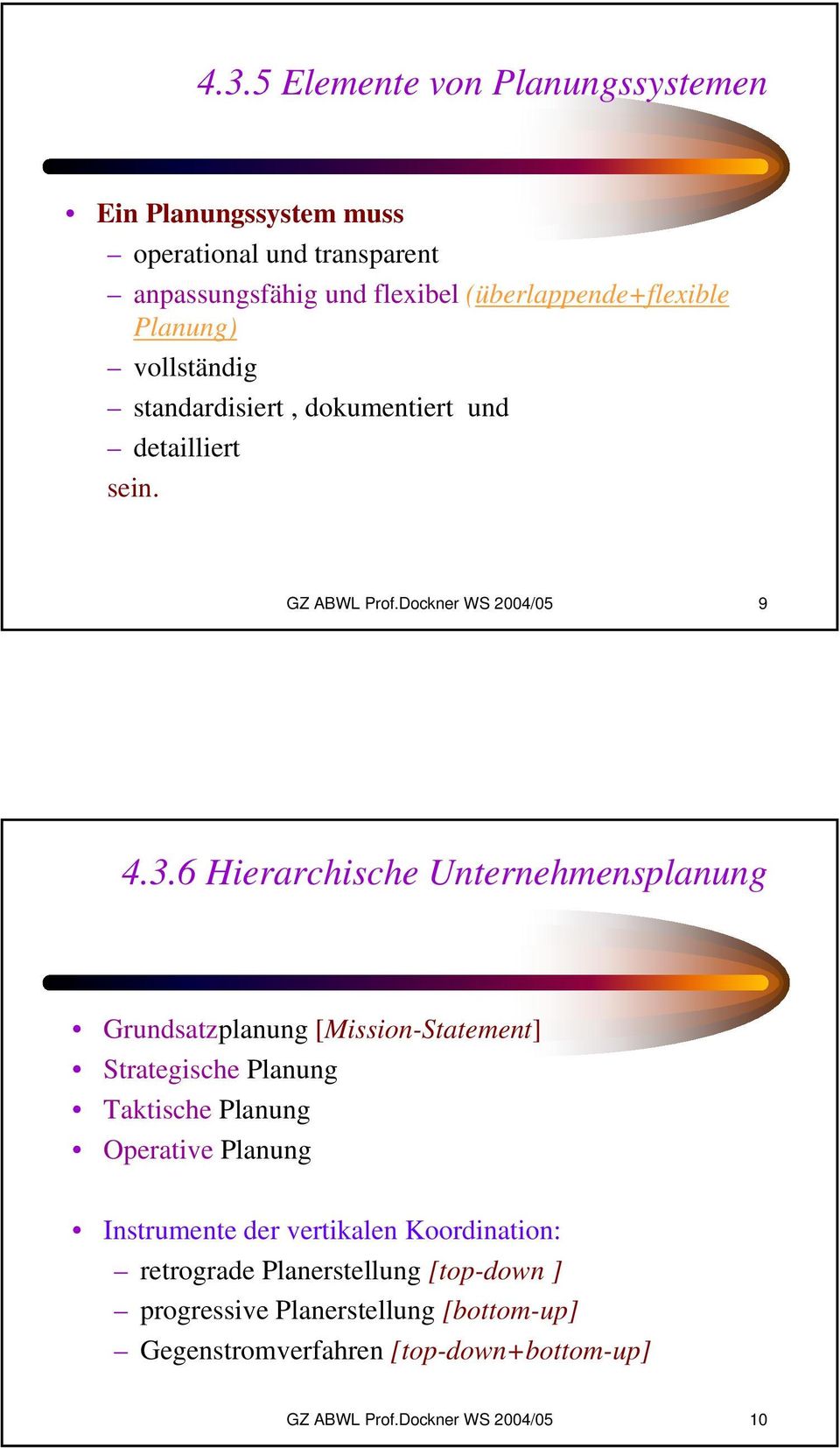 6 Hierarchische Unternehmensplanung Grundsatzplanung [Mission-Statement] Strategische Planung Taktische Planung Operative Planung Instrumente