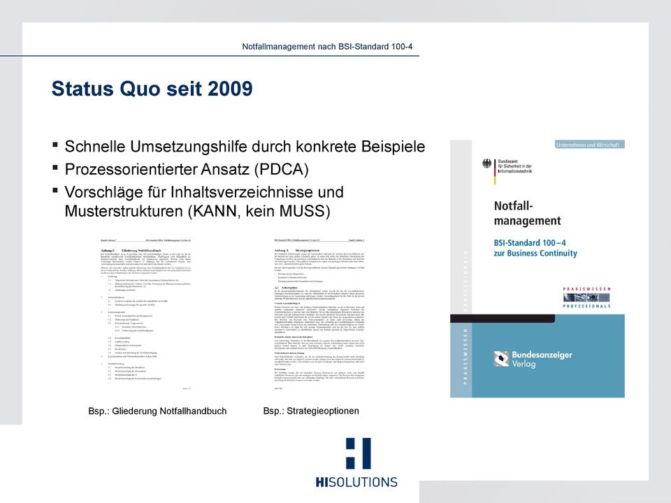 Ansatz (PDCA) Vorschläge für Inhaltsverzeichnisse und