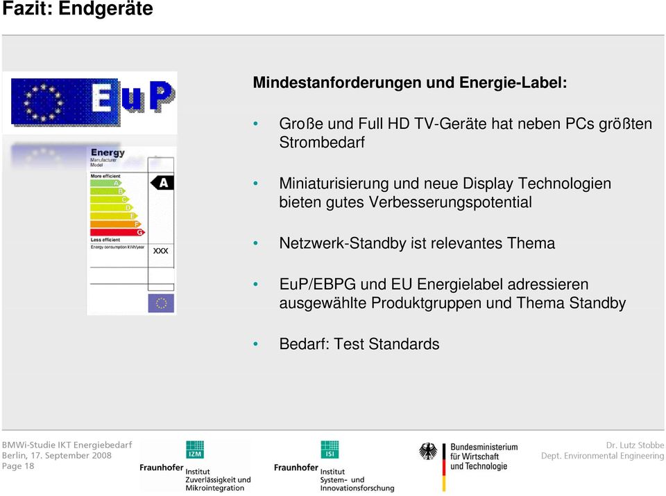 Verbesserungspotential Netzwerk-Standby ist relevantes Thema EuP/EBPG und EU Energielabel