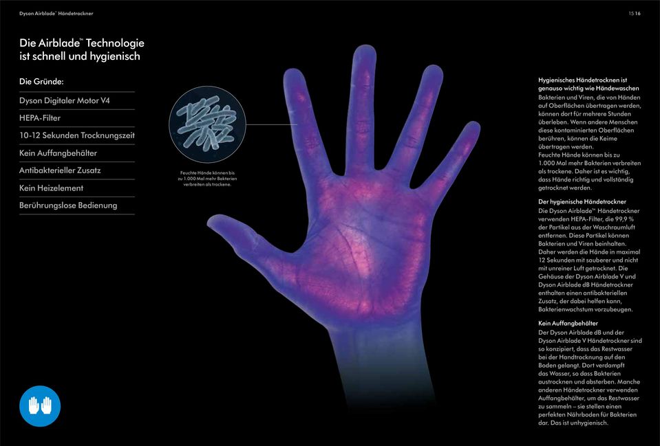 Hygienisches Händetrocknen ist genauso wichtig wie Händewaschen Bakterien und Viren, die von Händen auf Oberflächen übertragen werden, können dort für mehrere Stunden überleben.
