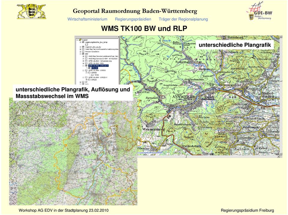 Regionalplanung WMS TK100 BW und RLP unterschiedliche