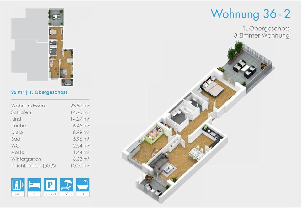 m² Küche 6,45 m² Diele 8,99 m² Bad 5,96 m² WC 2,54 m² Abstell