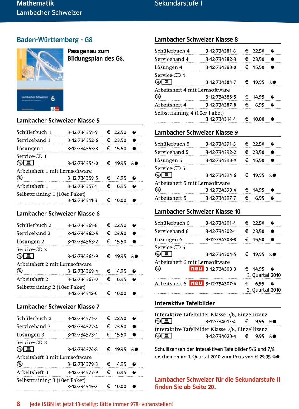 Arbeitsheft zum Nachschlagen Klassen 9/10 Lambacher Schweizer Mathematik Kompakt 9/10 Lambacher Schweizer Kompakt 