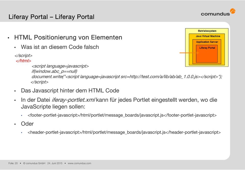 0.js></script>"); </script> Das Javascript hinter dem HTML Code In der Datei iferay-portlet.