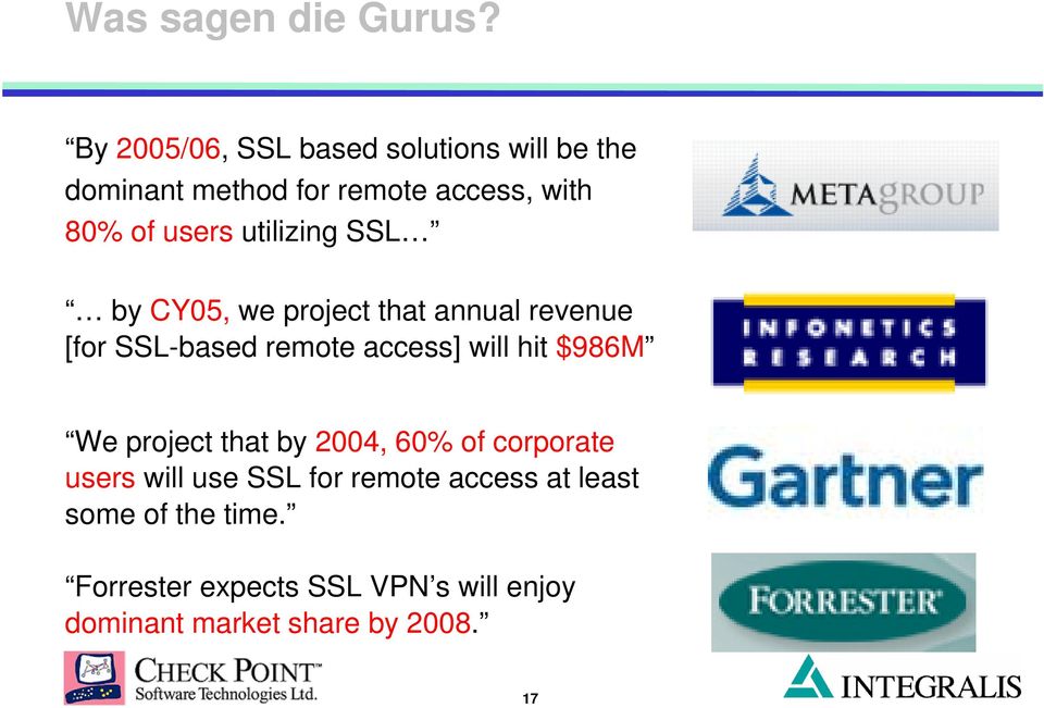 utilizing SSL by CY05, we project that annual revenue [for SSL-based remote access] will hit $986M