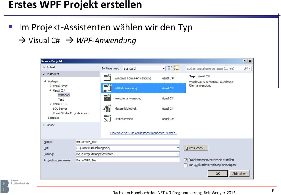 Visual C# WPF-Anwendung Nach dem