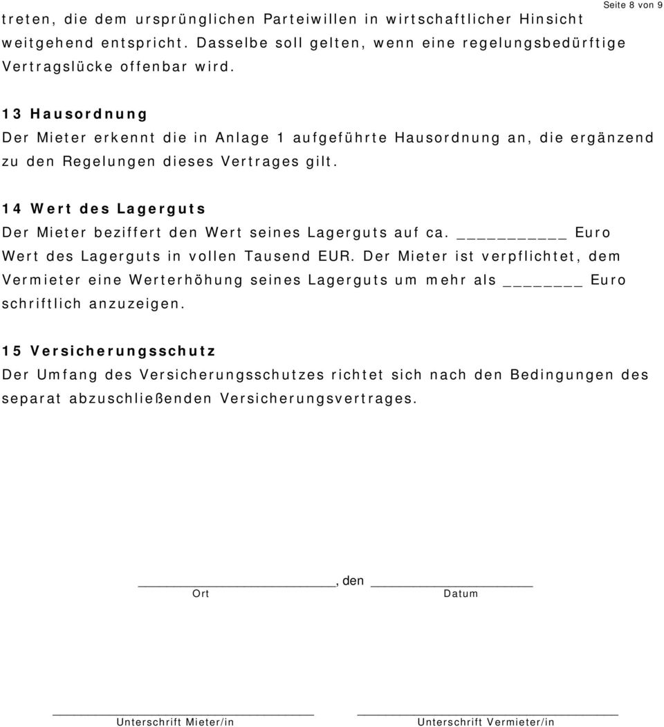 Mietvertrag Lagerraum Pdf Free Download