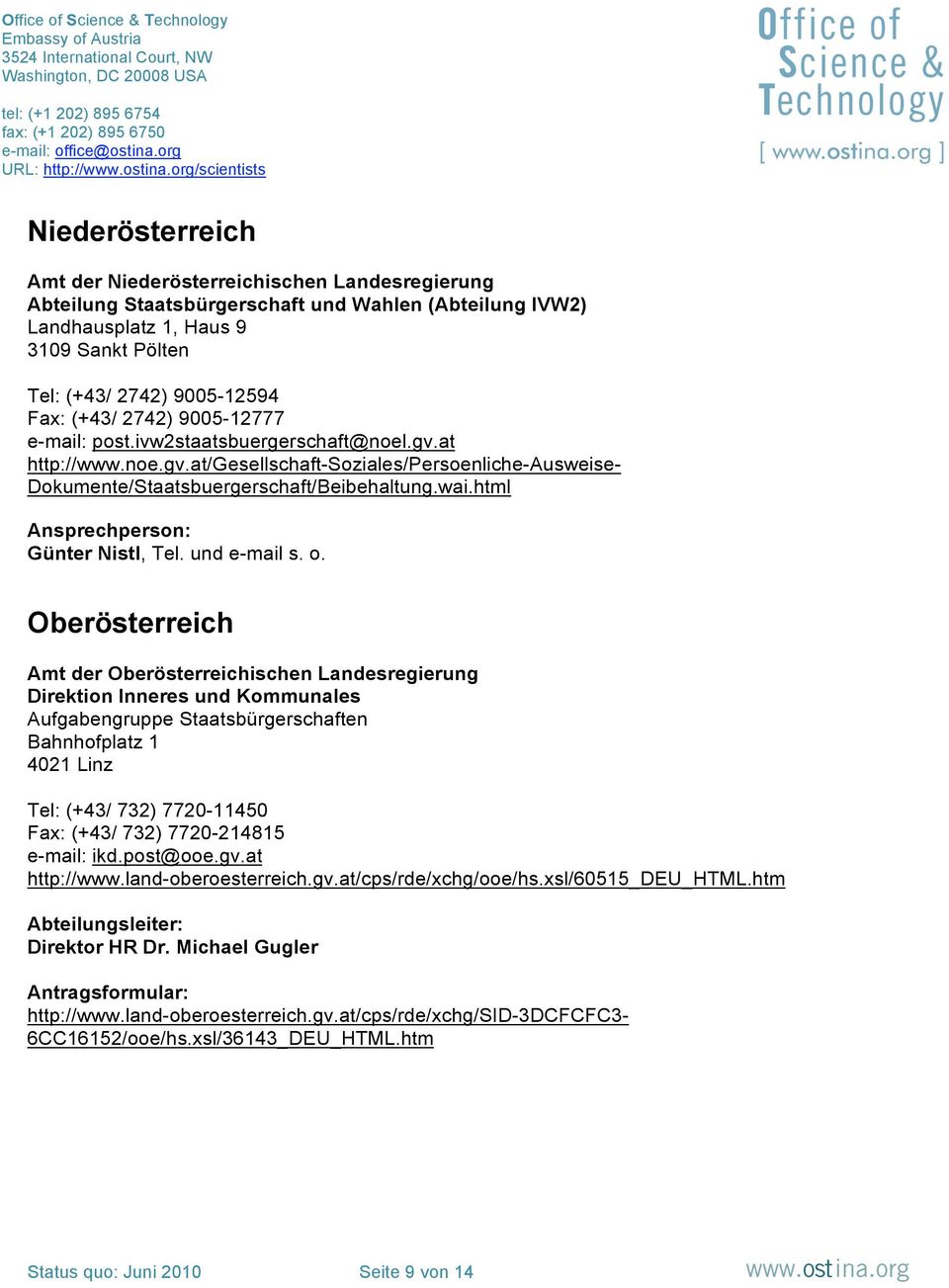 html Ansprechperson: Günter Nistl, Tel. und e-mail s. o.