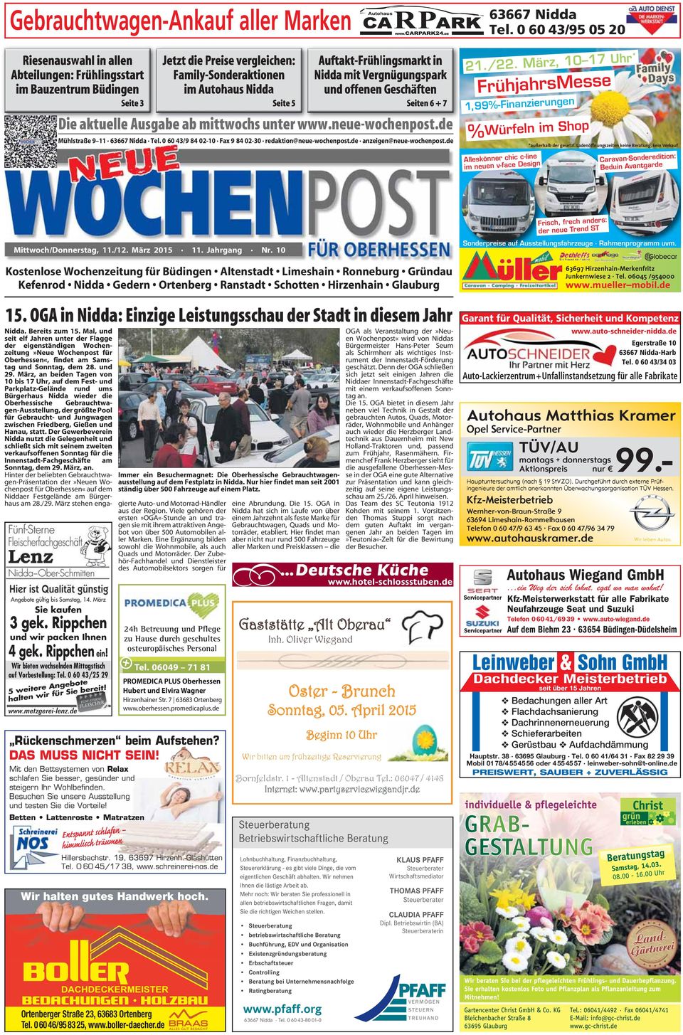 10 Kostenlose Wochenzeitung für Büdingen Altenstadt Limeshain Ronneburg Gründau Kefenrod Nidda Gedern Ortenberg Ranstadt Schotten Hirzenhain Glauburg 15.
