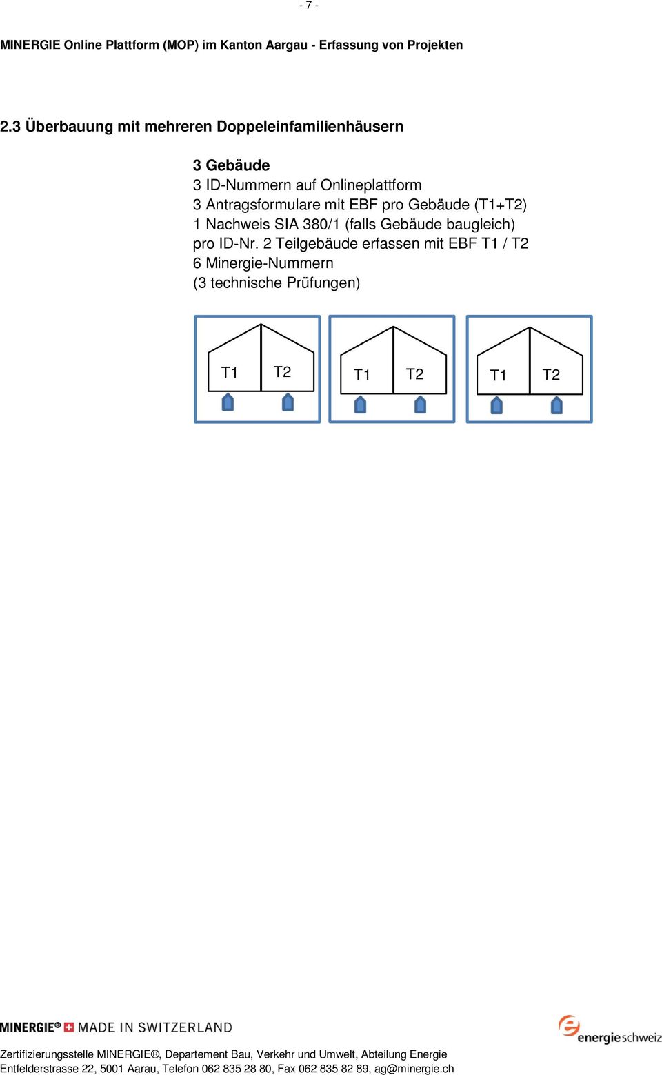 auf Onlineplattform 3 Antragsformulare mit EBF pro Gebäude (T1+T2) 1