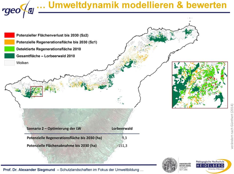 Potenzielle Flächenabnahme bis 2030 (ha) Lorbeerwald