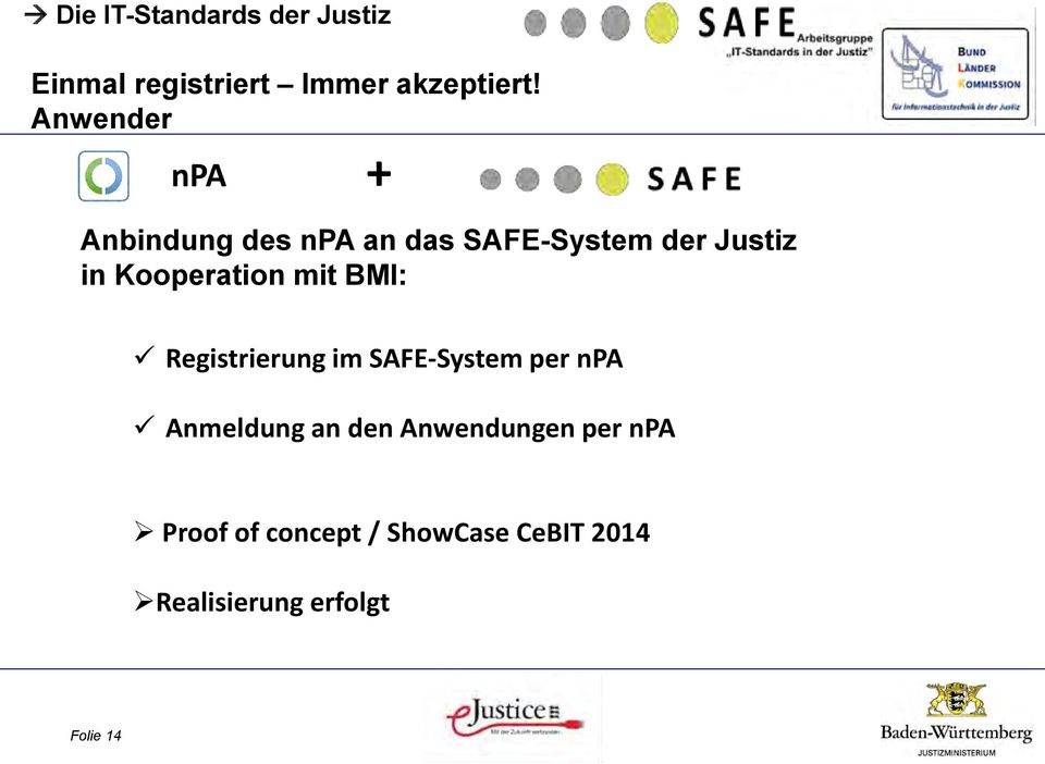 Kooperation mit BMI: Registrierung im SAFE-System per npa Anmeldung an
