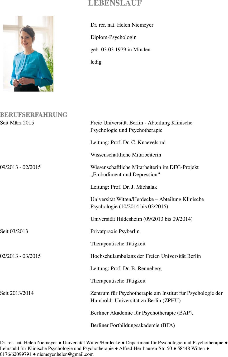 Lebenslauf Dr Rer Nat Helen Niemeyer Diplom Psychologin Geb In Minden Pdf Free Download