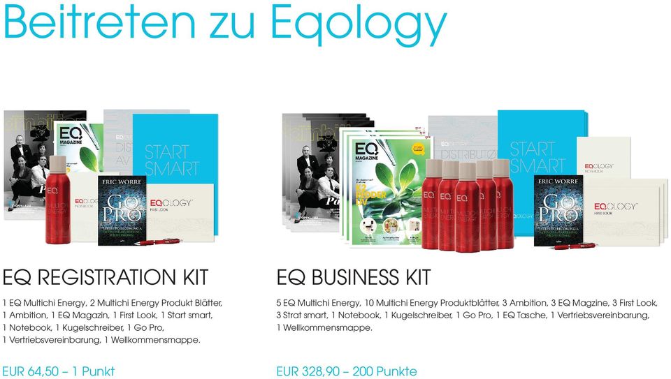 EUR 64,50 1 Punkt EQ Business Kit 5 EQ Multichi Energy, 10 Multichi Energy Produktblätter, 3 Ambition, 3 EQ Magzine, 3 First