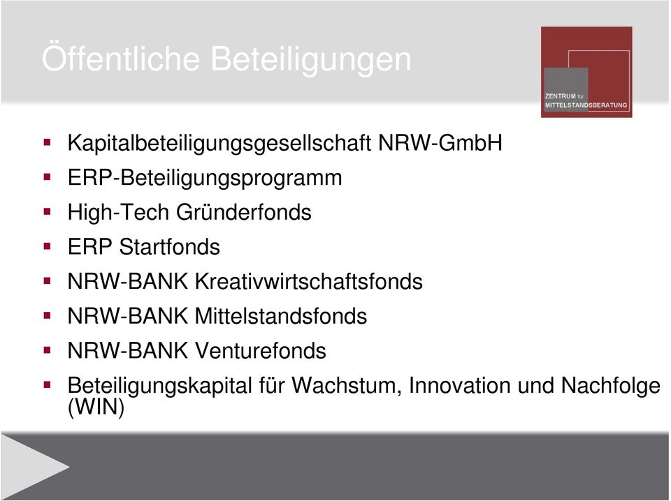 NRW-BANK Kreativwirtschaftsfonds NRW-BANK Mittelstandsfonds NRW-BANK