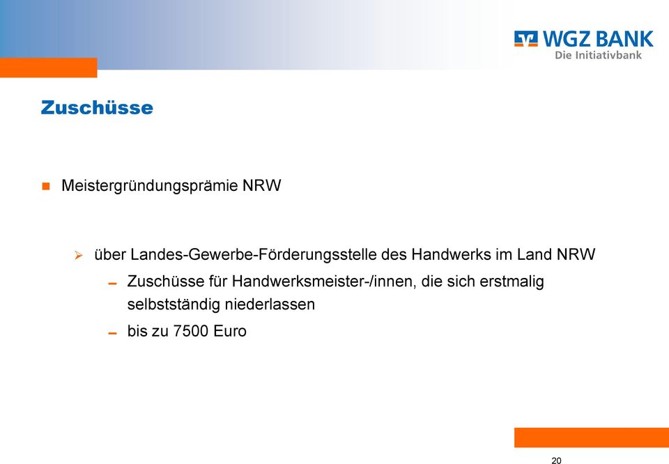 Land NRW Zuschüsse für Handwerksmeister-/innen,