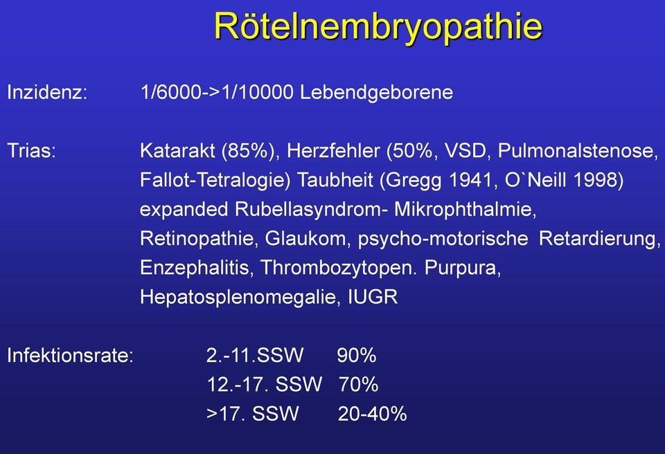 Rubellasyndrom- Mikrophthalmie, Retinopathie, Glaukom, psycho-motorische Retardierung,
