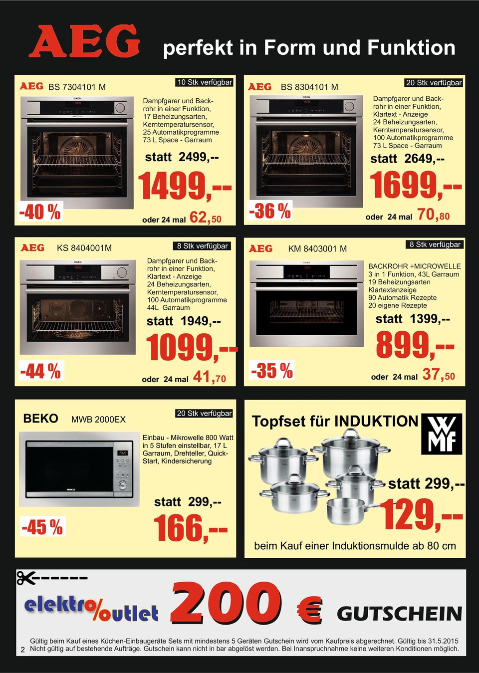 verfügbar -36 % BEKO 70,80 8 Stk verfügbar BACKROHR +MICROWELLE 3 in 1 Funktion, 43L Garraum 19 Beheizungsarten Klartextanzeige 90 Automatik Rezepte 20 eigene Rezepte statt 1949,-- statt 1 1099,--