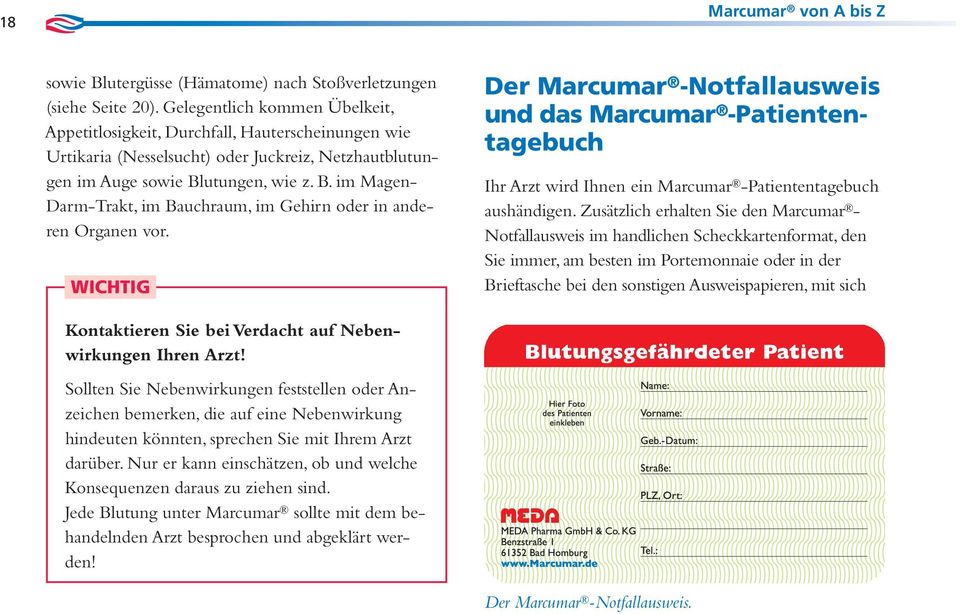 Marcumar Ausweis Bestellen Meda / Gerinnungshemmungs Ausweis Schweizerische Herzstiftung ...