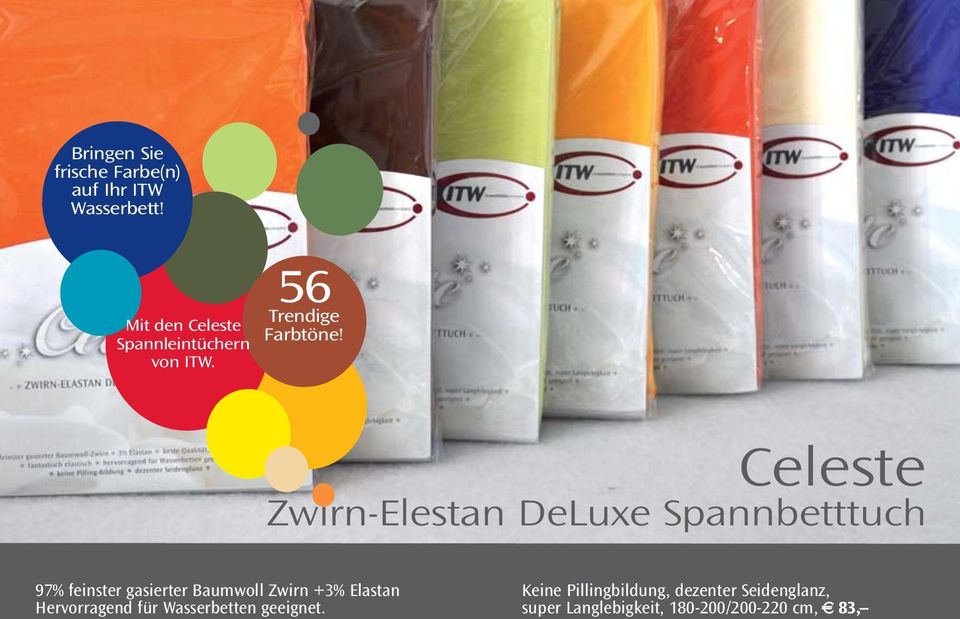 Celeste Zwirn-Elestan DeLuxe Spannbetttuch 97% feinster gasierter Baumwoll Zwirn +3%