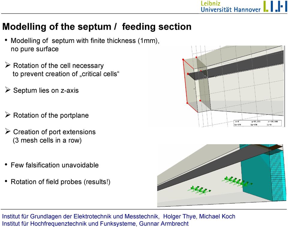 cells Septum lies on z-axis Rotation of the portplane Creation of port extensions (3