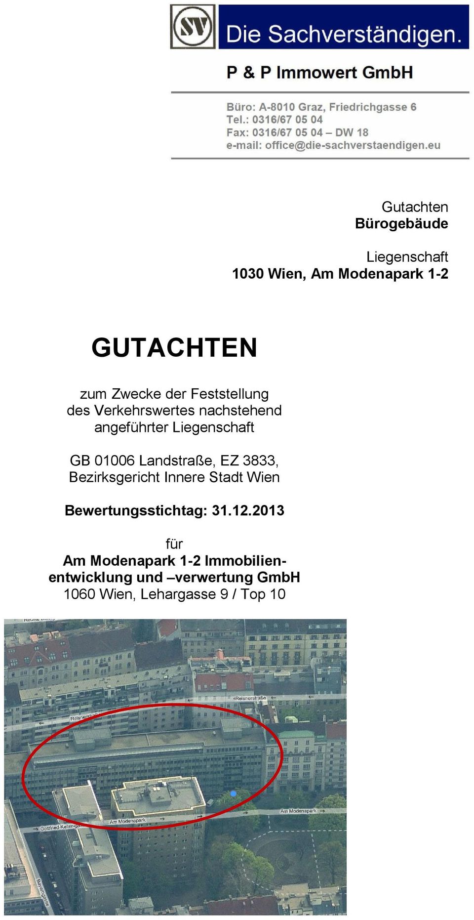 Landstraße, EZ 3833, Bezirksgericht Innere Stadt Wien Bewertungsstichtag: 31.12.