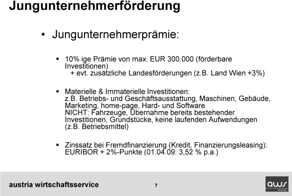 Land Wien +3%) Materielle & Immaterielle Investitionen: z.b.
